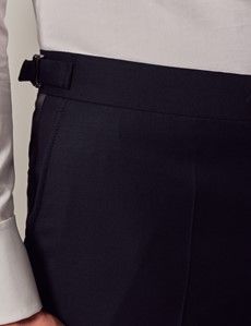 Navy Slim Dinner Suit Pants With Side Adjusters-preview2