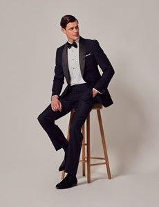 Navy Slim Dinner Suit Pants With Side Adjusters-preview5