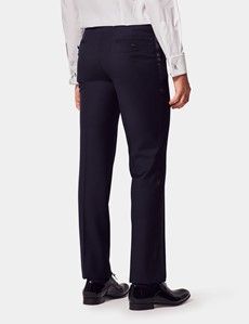 Slim Fit Navy Dinner Suit Pants with Belt Loops-preview2
