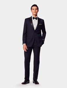 Slim Fit Navy Dinner Suit Pants with Belt Loops-preview3