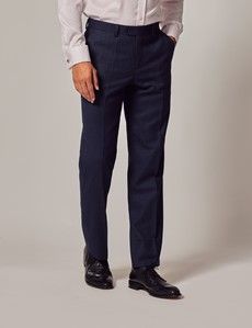 Dark Blue Birdseye Semi Plain Slim Suit Pants