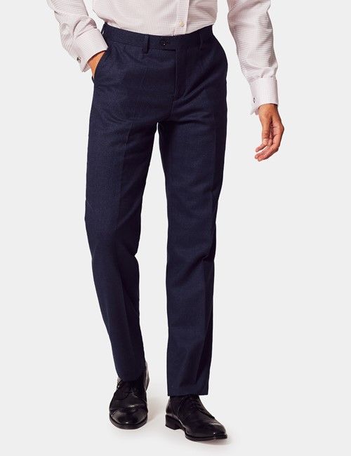Slim Fit Dark Blue Birdseye Suit Pants