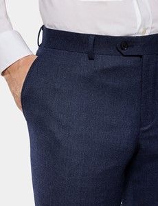 Slim Fit Dark Blue Birdseye Suit Trousers