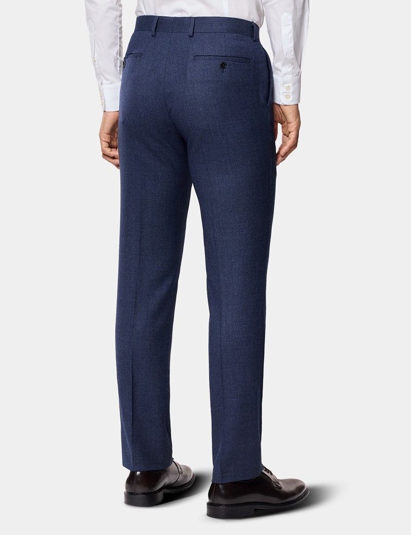 Slim Fit Dark Blue Birdseye Suit Trousers thumbnail 4