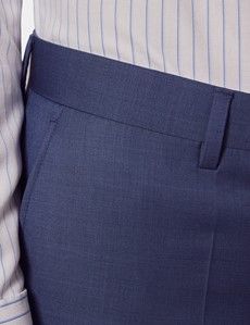 Slim Fit Mid Blue Sharkskin Suit Trousers