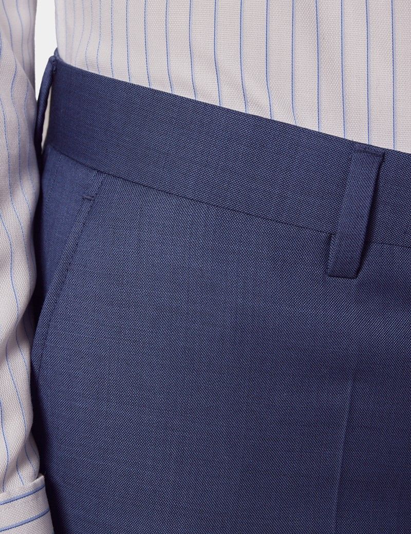 Slim Fit Mid Blue Sharkskin Suit Pants-preview
