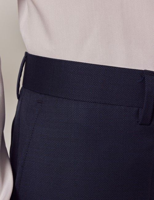 Navy Hopsack Wool Slim Fit Suit Trousers-preview
