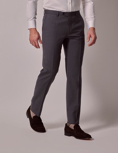 Dark Grey Crepe Slim Suit Trousers