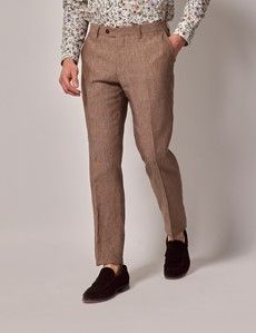 Light Brown Linen Slim Suit Trousers