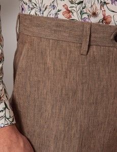 Light Brown Linen Slim Suit Trousers-preview1