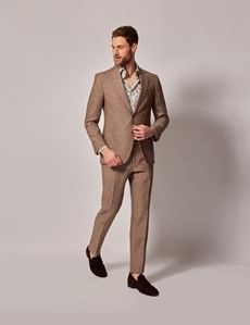 Light Brown Linen Slim Suit Trousers-preview3