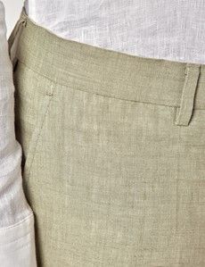 Green Linen Slim Fit Suit Pants-preview1