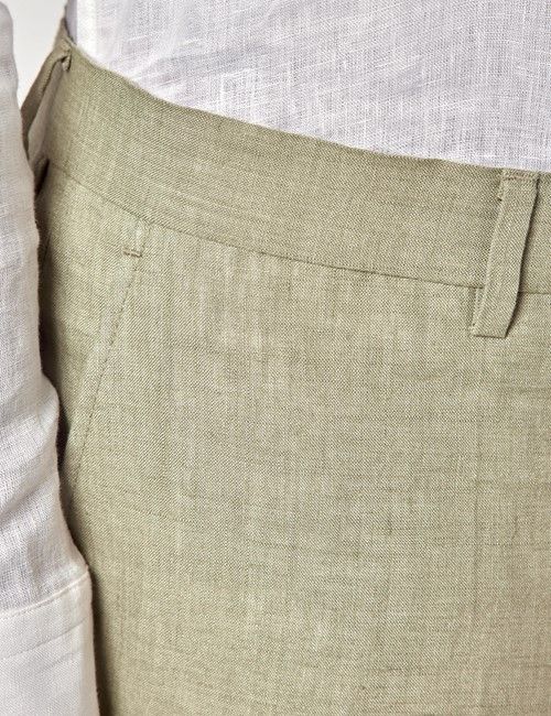 Green Linen Slim Fit Suit Pants-preview