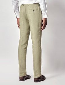 Green Linen Slim Fit Suit Pants-preview2