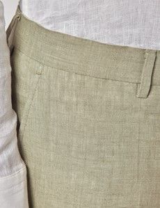 Slim Fit Green Linen Suit Pants