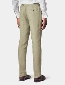 Slim Fit Green Linen Suit Pants
