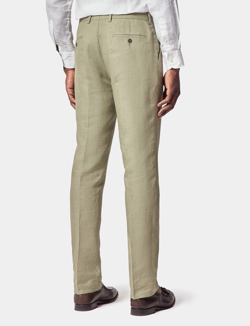 Slim Fit Green Linen Suit Trousers thumbnail 4