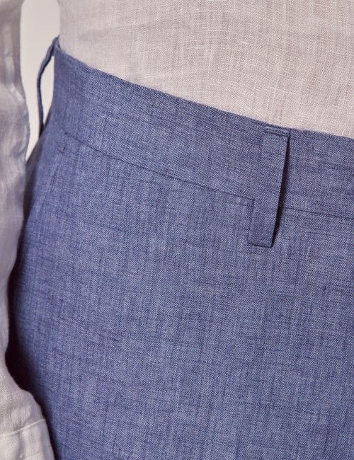Denim Blue Linen Slim Suit Pants-preview