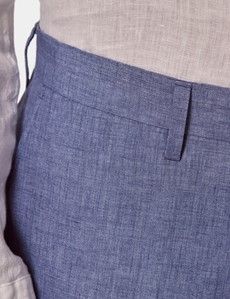 Slim Fit Denim Blue Linen Suit Trousers