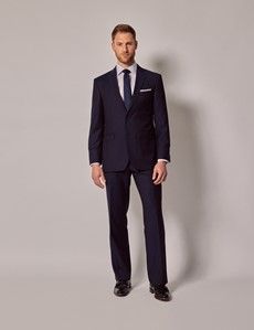 Navy Herringbone Classic Suit Pants-preview3
