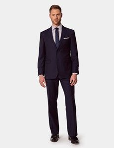 Classic Fit Navy Herringbone Suit Pants-preview3