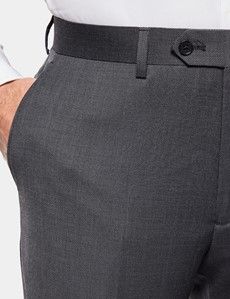 Slim Fit Charcoal Birdseye Suit Trousers