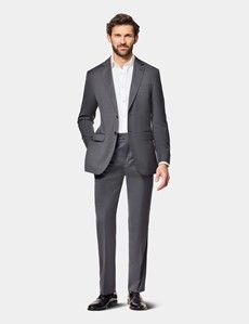 Slim Fit Charcoal Birdseye Suit Trousers