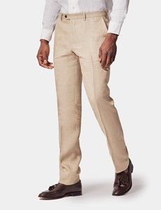 Slim Fit Taupe Hopsack Suit Trousers