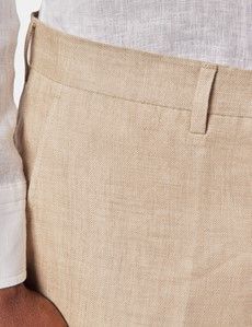 Slim Fit Taupe Hopsack Suit Trousers