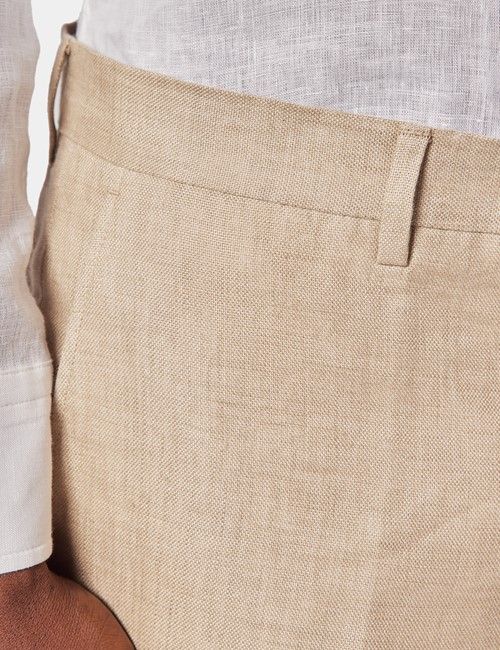 Slim Fit Taupe Hopsack Suit Pants-preview