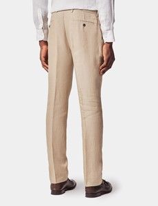 Slim Fit Taupe Hopsack Suit Trousers