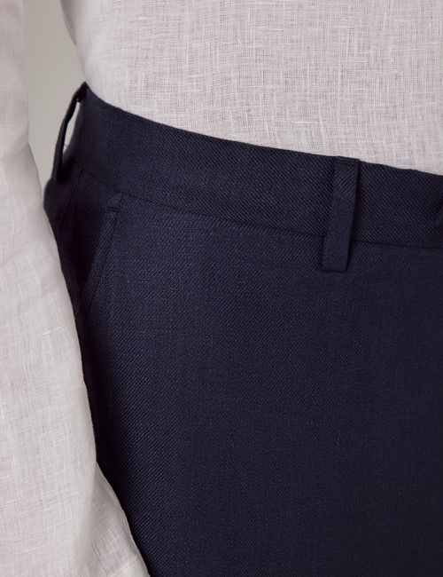 Navy Linen Slim Fit Suit Pants-preview
