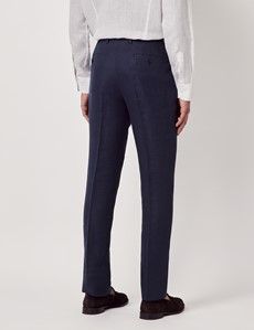 Navy Linen Slim Fit Suit Pants-preview2