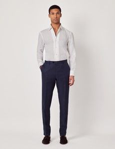 Navy Linen Slim Fit Suit Pants-preview3