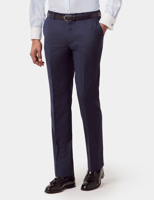 Slim Fit Deep Navy Sharkskin Suit Pants
