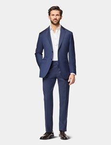 Slim Fit Deep Navy Sharkskin Suit Trousers