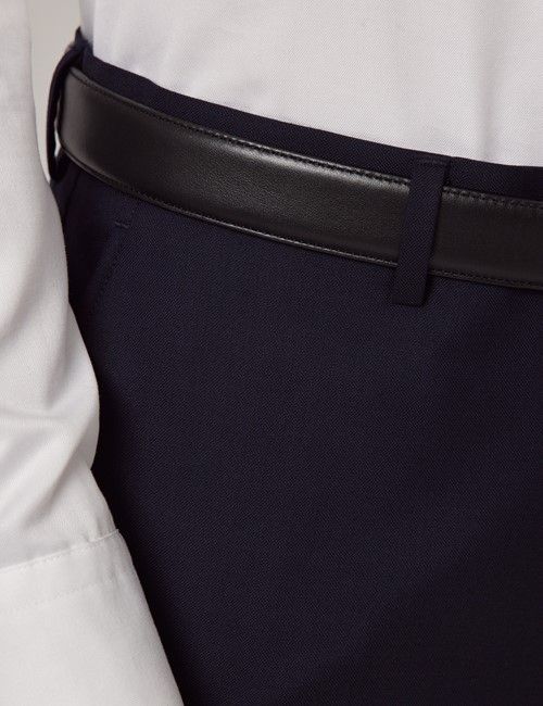 Midnight Blue Semi Plain Wool Slim Fit Suit Pants-preview