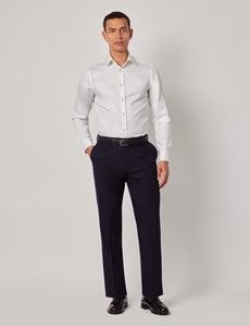 Midnight Blue Semi Plain Wool Slim Fit Suit Pants-preview3