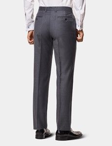 Tailored Fit Dark Grey Pleated Suit Trousers