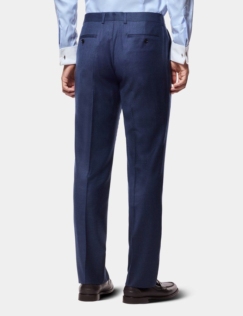 Tailored Fit Dark Blue Pleated Suit Pants thumbnail 4