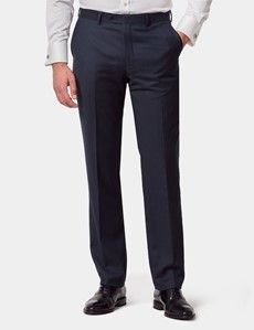 Slim Fit Navy Birdseye Suit Trousers