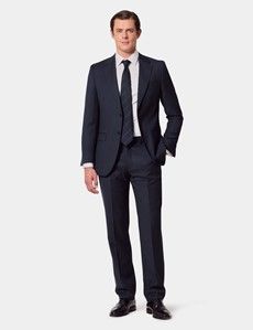 Slim Fit Navy Birdseye Suit Trousers