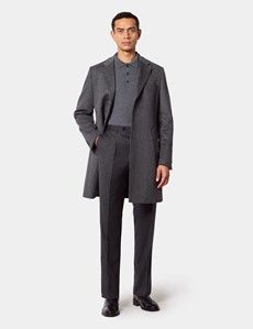 Regular Fit Charcoal Twill Pleated Trousers