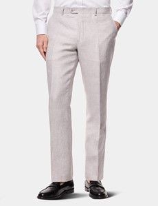 Tailored Fit Light Grey Linen Suit Trousers