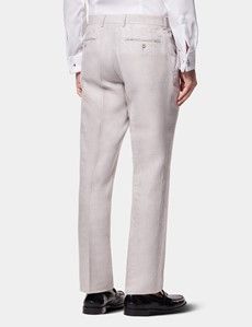 Tailored Fit Light Grey Linen Suit Trousers