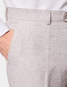 Tailored Fit Light Grey Linen Suit Trousers