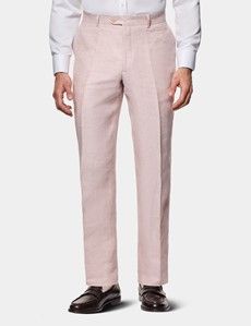 Tailored Fit Pink Linen Suit Trousers
