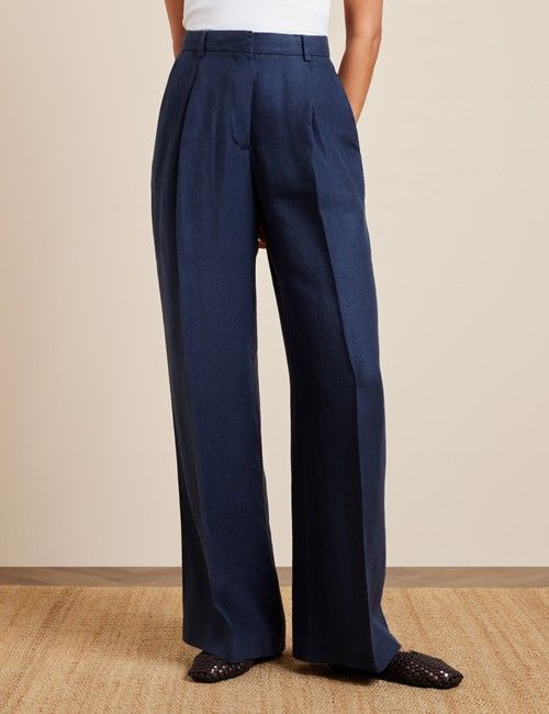 Relaxed Navy Twill Linen Blazer