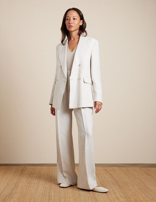 Relaxed Stone Twill Linen Blazer