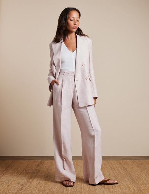 Relaxed Pink Twill Linen Blazer